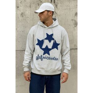 Aelfric Eden White Blue Star Graphic Pullover Hoodie Top     Men’s Size Medium